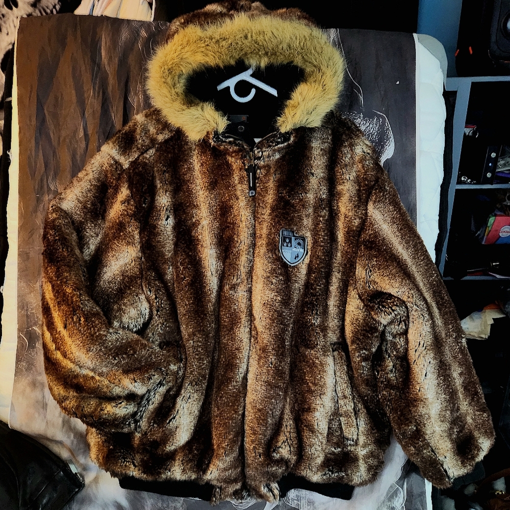 Ultra Rare Akademiks Vintage Reversible Fur Coat Extreme High Quality Craftsmans
